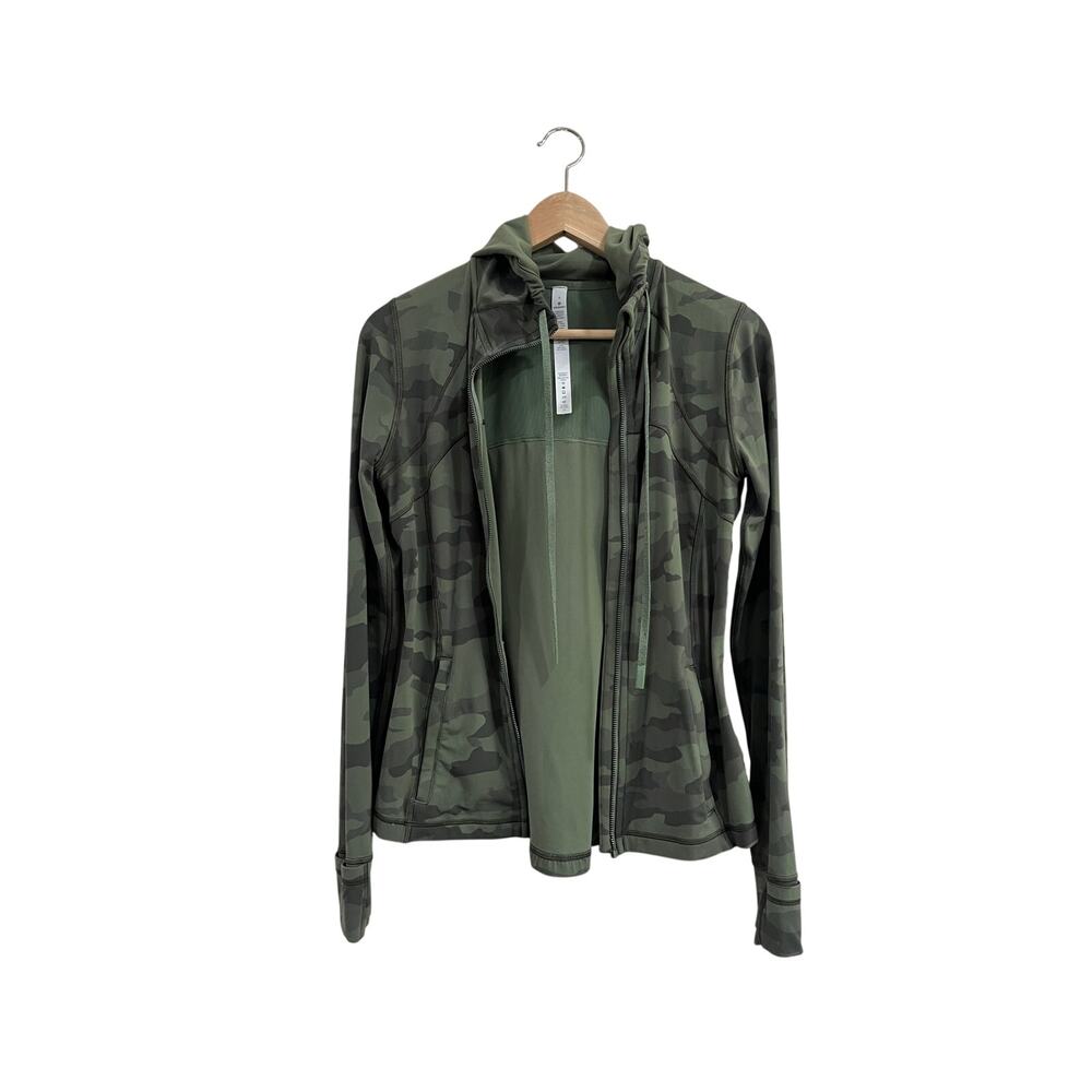 Lululemon Define Hooded Camo Athletic Workout Zip Jacket Size 8 Broken Zip